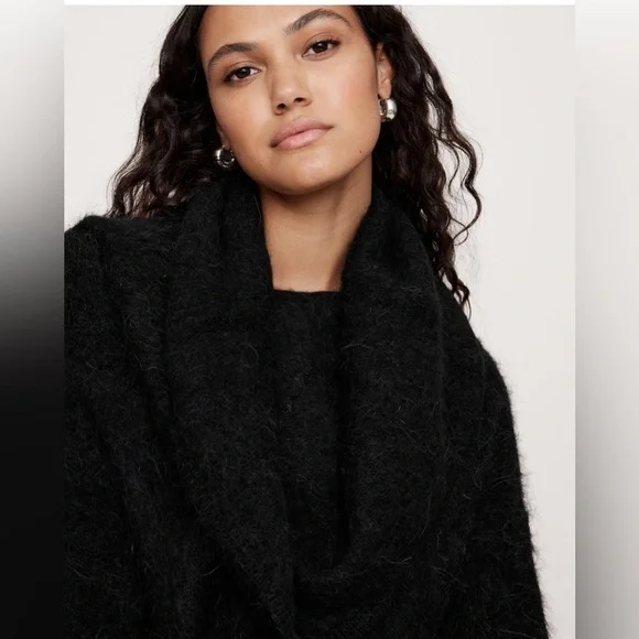 Banana Republic Alpaca Minimalist lagenlook BoHo Cowl Neck Sweater Dress S - Picture 4 of 15